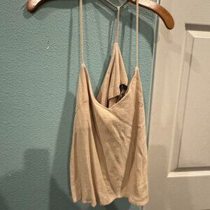 Nasty Gal Linen Strappy Cami Top Natural Color Size US 8